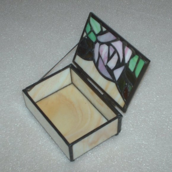 stained glass Art Vintage Colorful Stained Glass Trinket Box Poshmark